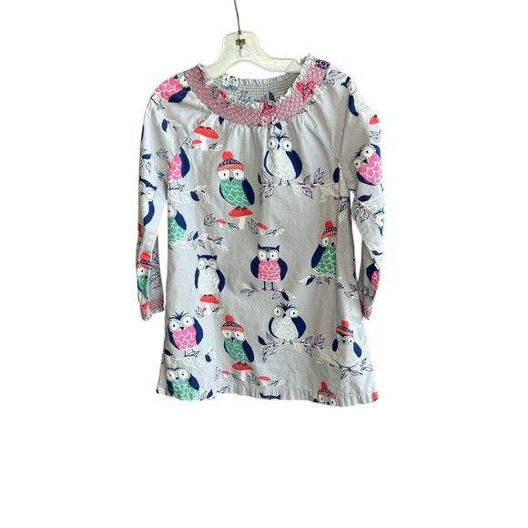 Mini Boden Girls Owl Dress Smocked Yoke Size 5-6X - Picture 1 of 7